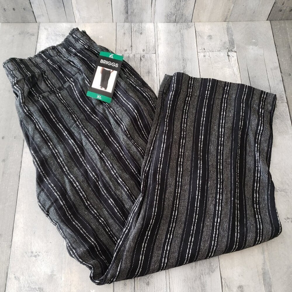 NWT - Briggs Ladies Linen Blend Black and White Pants Black Stripes - Size XL - Picture 5 of 11